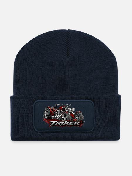 Cooles Triker  Motorrad Dreirad Biker - Recycelte Patch Beanie - French Navy