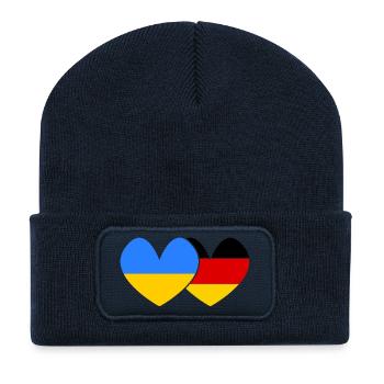 Ukraine Deutschland Freundschaft  - Recycelte Patch Beanie - French Navy - Vorne