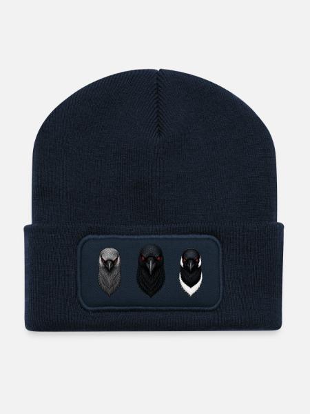 Die Dohle, die Krähe und die Elster - Recycelte Patch Beanie - French Navy
