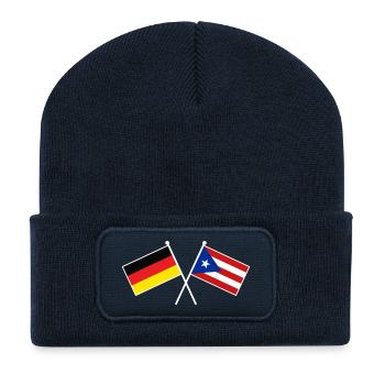 Germany x Puerto Rico Friendship Flags - Recycelte Patch Beanie - French Navy - Vorne