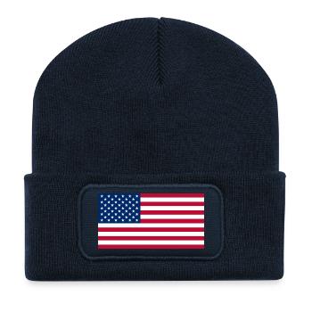 USA flag banner - Recycled Patch Beanie - french navy - Front