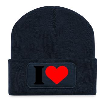 I LOVE - Recycelte Patch Beanie - French Navy - Vorne