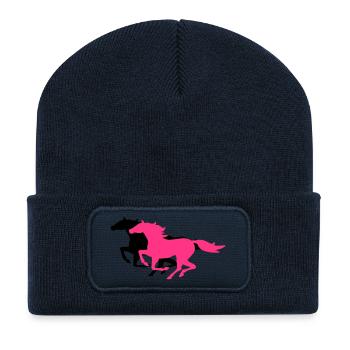 galoppierende Pferde - Recycelte Patch Beanie - French Navy - Vorne