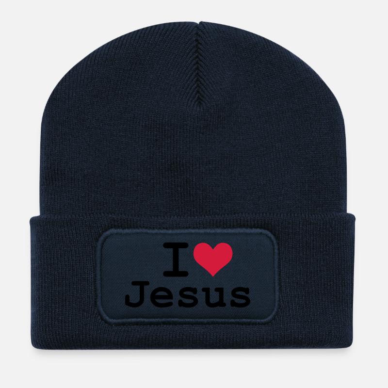 I Love Jesus - Recycelte Patch Beanie - French Navy