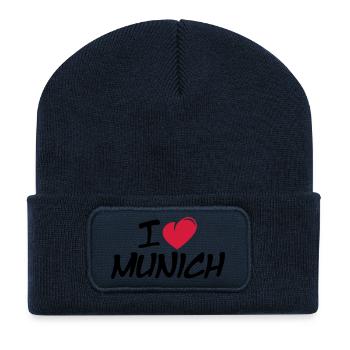 I love Munich / Ich liebe München - Recycelte Patch Beanie - French Navy - Vorne