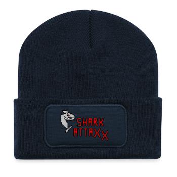 pixel Shark - Recycled Patch Beanie - french navy - Front