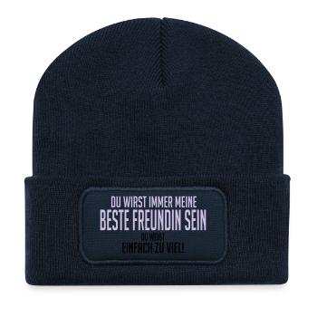 Beste Freundin, du weißt einfach zu viel - Recycelte Patch Beanie - French Navy - Vorne