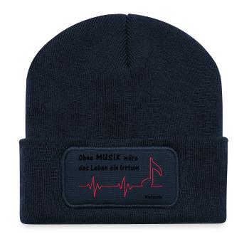 Musik - Recycelte Patch Beanie - French Navy - Vorne
