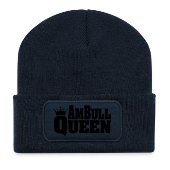 Ambull QUEEN Bouledogue américain - Beanie recyclé à patch - bleu marine - Devant