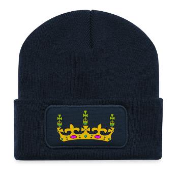 krone crown koenig king castle schloss tower burg1 - Recycelte Patch Beanie - French Navy - Vorne