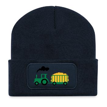 tracteur - Beanie recyclé à patch - bleu marine - Devant
