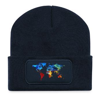 Farbenfrohe Welt! - Recycelte Patch Beanie - French Navy - Vorne