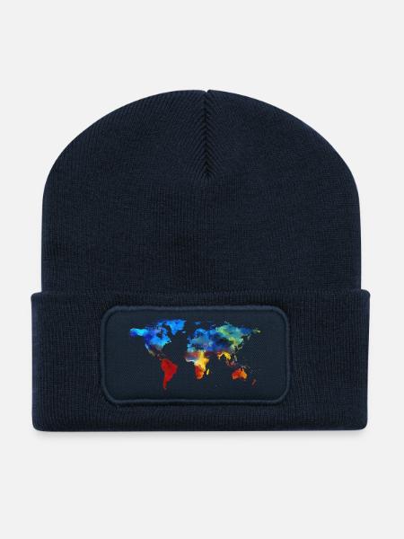 Farbenfrohe Welt! - Recycelte Patch Beanie - French Navy