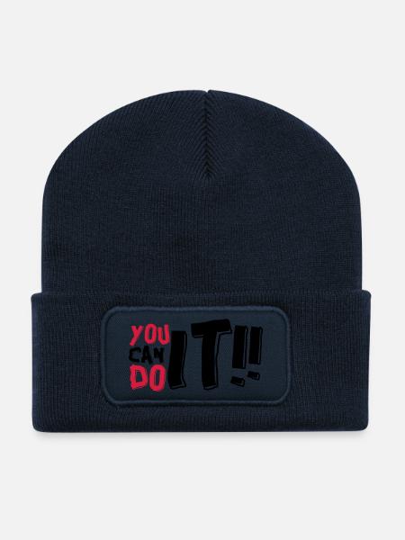 du kannst es schaffen - Recycelte Patch Beanie - French Navy