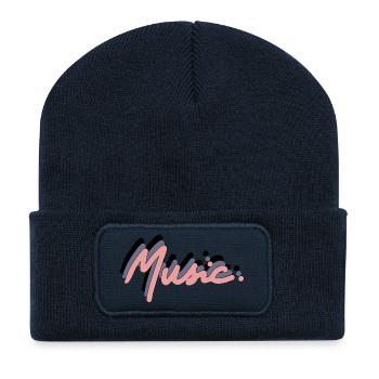 Music - Beanie recyclé à patch - bleu marine - Devant