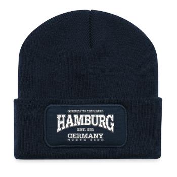 Hamburg (white oldstyle) - Recycelte Patch Beanie - French Navy - Vorne
