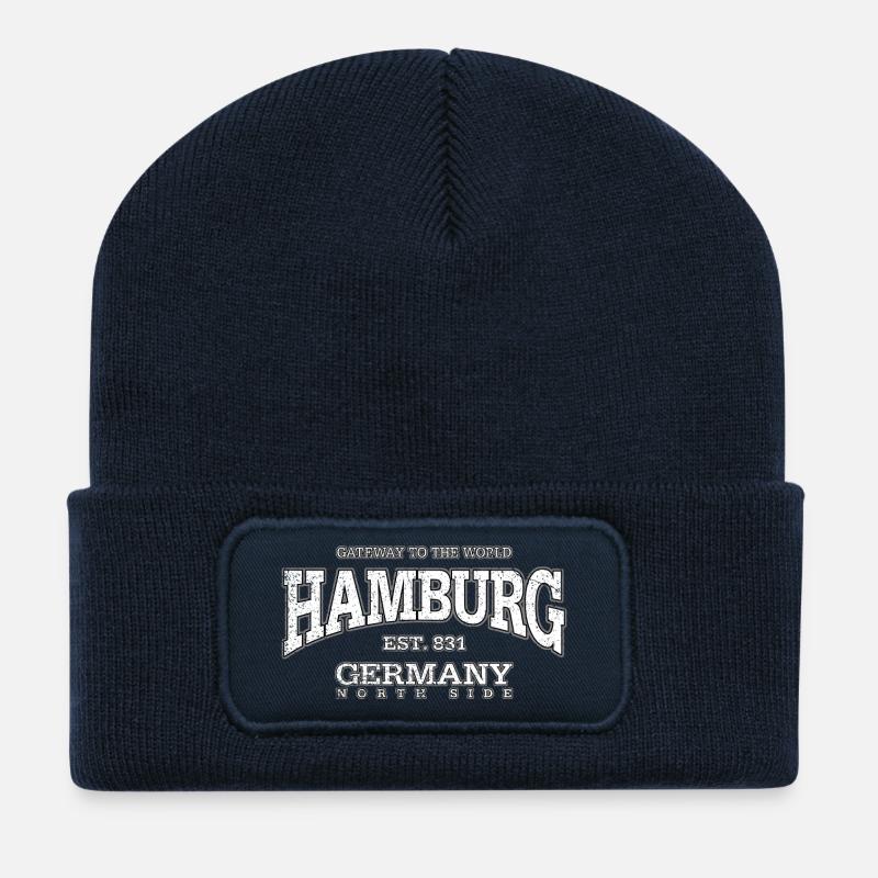 Hamburg (white oldstyle) - Recycelte Patch Beanie - French Navy