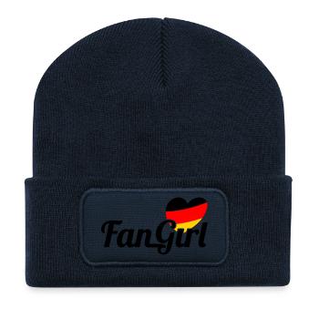 Fan Girl Herz Deutschland Weltmeister Geschenk - Recycelte Patch Beanie - French Navy - Vorne