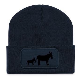 baby child small young family mom dad donkey pf - Recycled Patch Beanie - french navy - Front