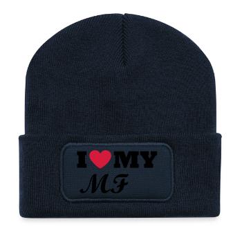 I Love my MF - Recycelte Patch Beanie - French Navy - Vorne