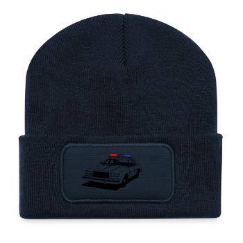 Police Car II - Beanie recyclé à patch - bleu marine - Devant