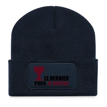 dernier Orval puis je rentre - Beanie recyclé à patch - bleu marine - Devant