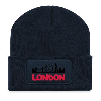 london_skyline - Beanie recyclé à patch - bleu marine - Devant