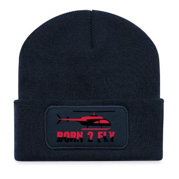 Né à voler Design Heli Cool - Beanie recyclé à patch - bleu marine - Devant