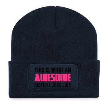 Sister - Beanie recyclé à patch - bleu marine - Devant