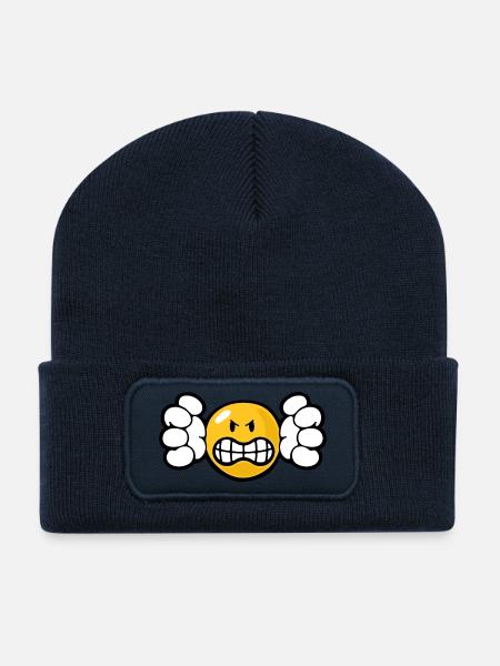 Smiley Anger Unforgiving - Recycled Patch Beanie - french navy