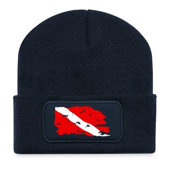 Abgenutzte Tauchflagge - Recycelte Patch Beanie - French Navy - Vorne