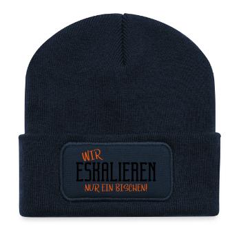 eskalieren nur ein bischen - Recycelte Patch Beanie - French Navy - Vorne