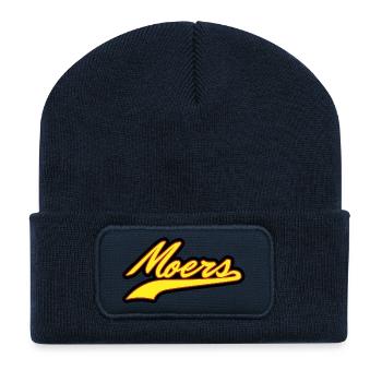 Moers - Beanie recyclé à patch - bleu marine - Devant
