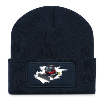 Snowcat dans la neige - Beanie recyclé à patch - bleu marine - Devant