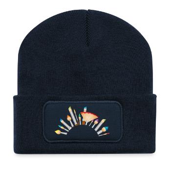 demi-cadre à partir d’un ensemble de pinceaux colorés - Beanie recyclé à patch - bleu marine - Devant