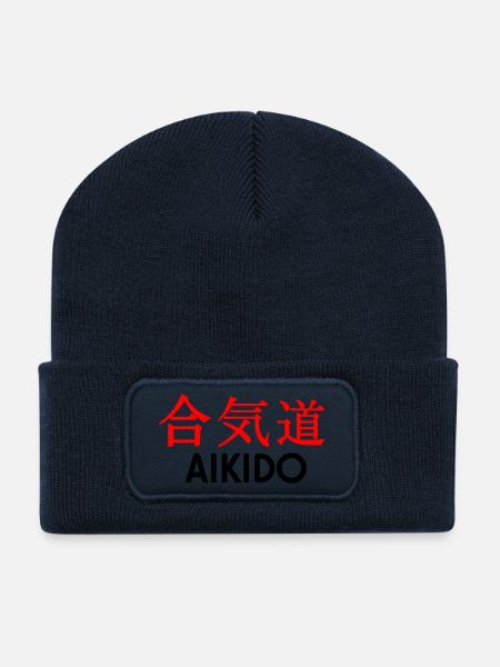 Aikido Kanji - Beanie recyclé à patch - bleu marine