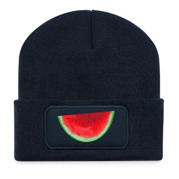 Watermelon Watercolor - Recycled Patch Beanie - french navy - Front