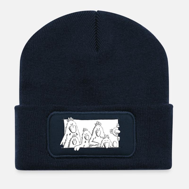 Happy Hühner - Recycelte Patch Beanie - French Navy