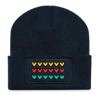 HERZ. HERZ. VALENTINSTAG. LIEBE. LIEBE. HERZ - Recycelte Patch Beanie - French Navy - Vorne