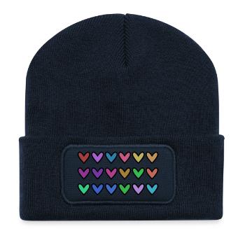 HEART. HEARTS. VALENTINE'S DAY. LOVE. LOVE. HEART - Recycled Patch Beanie - french navy - Front