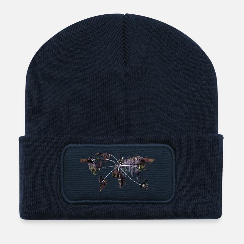 Weltreise - Europa, Landkarte - Recycelte Patch Beanie - French Navy