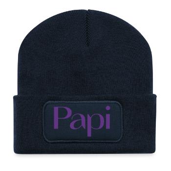PAPY. FÊTE DES PÈRES. BONNE FÊTE PAPY. JE T'AIME. - Beanie recyclé à patch - bleu marine - Devant