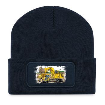 Baustellenfahrzeuge der Oberliga von Erdarbeiten - Recycelte Patch Beanie - French Navy - Vorne