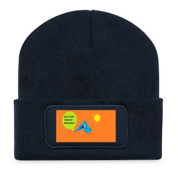 Vogel mit Einhorn-Sprechblase - Recycelte Patch Beanie - French Navy - Vorne