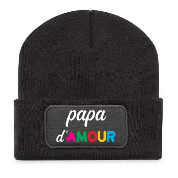 Papa d'amour - Fête des pères - Beanie recyclé à patch - charbon - Devant