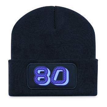 80. 80 YEARS. 80th ANNIVERSARY. 80 YEARS ANNIVERSARY. - Recycled Patch Beanie - french navy - Front