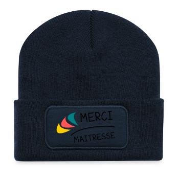 MERCI. MAÎTRESSE. MAÎTRE. MERCI MAÎTRESSE - Beanie recyclé à patch - bleu marine - Devant