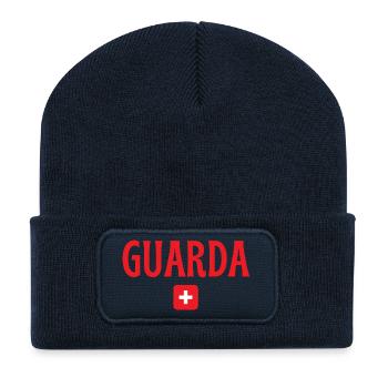 Guarda Schweiz Flagge - Recycelte Patch Beanie - French Navy - Vorne