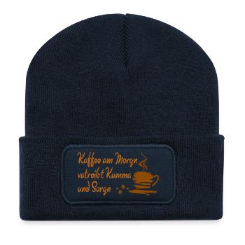 Le café du matin conduit Kumma et Sorgn - Beanie recyclé à patch - bleu marine - Devant