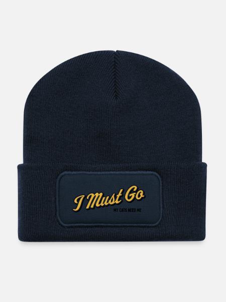Je dois y aller – Déclaration minimaliste - Beanie recyclé à patch - bleu marine